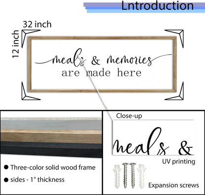 FZMHASLWW Gather Sign Wall Decor 32"×12" Large Wooden Framed for Dining Room Simple Home Kitchen Hanging Art (Wood)