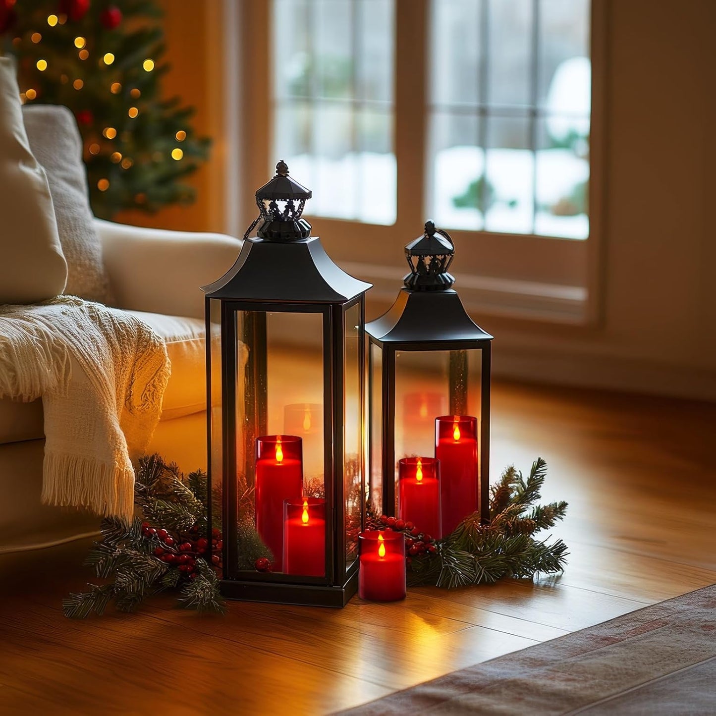 Homemory Gray Flickering Flameless Candles, Battery Operated Acrylic LED Pillar Candles with Remote Control and Timer, Halloween Decor, Set of 5
