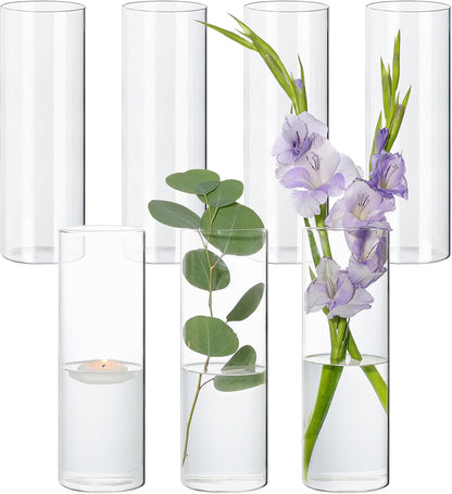 SUPMIND 12Pcs Glass Cylinder Vase for Centerpieces 5 Inch Clear Flower Vases Bulk, Glass Hurricane Candle Holder Small Floral Vases for Table, Floating Candle Vase for Wedding Home Décor