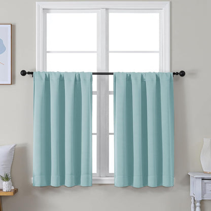 Simplebrand Ava Sage Green Blackout Curtains for Bedroom 63 Inch Length 2 Panels Set, Solid Thermal Insulated Energy Saving Rod Pocket Window Treatment Curtains Blackout Drapes, W40 x L63 Inch, Sage - Colors A