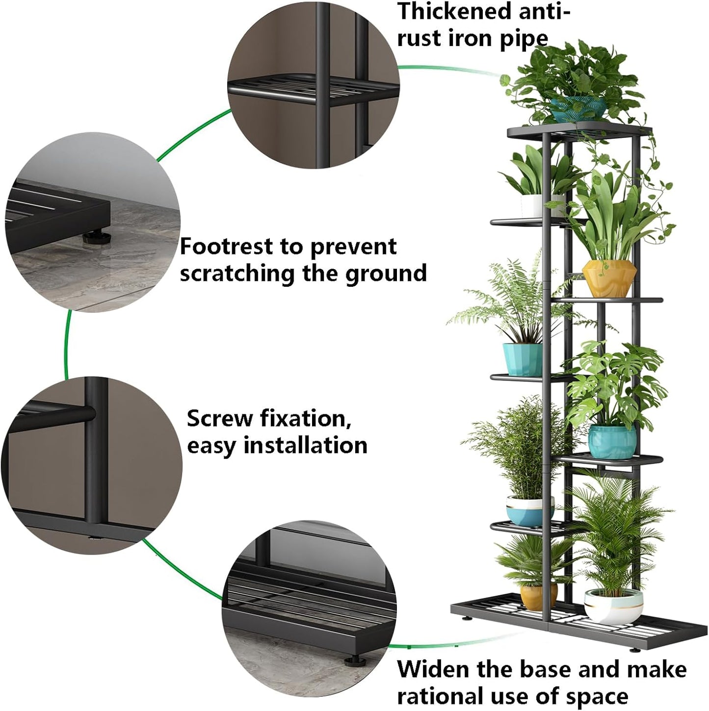 LINZINAR Plant Stand Indoor Outdoor Corner 4 Tier Metal Plant Shelf Patio Plant Rack for Garden Corner Balcony Living Room