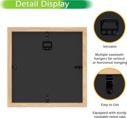 FrameWorks 11” x 14” Dark Oak Wooden Shadow Box Frame – Display Case with Soft Felt Back, Memory Box with Tempered Glass, Display Box with Elegant White Ball Push Pins, Wooden Flower Box