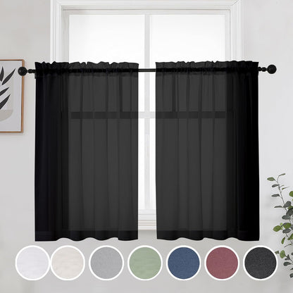 OWENIE Sheer Curtains 84 inches Long 2 Panels Set for Living Room/Bedroom, Rod Pocket Voile Sheer Panel Drapes, White, 2pcs, Each 42" W x 84" L - Colors B
