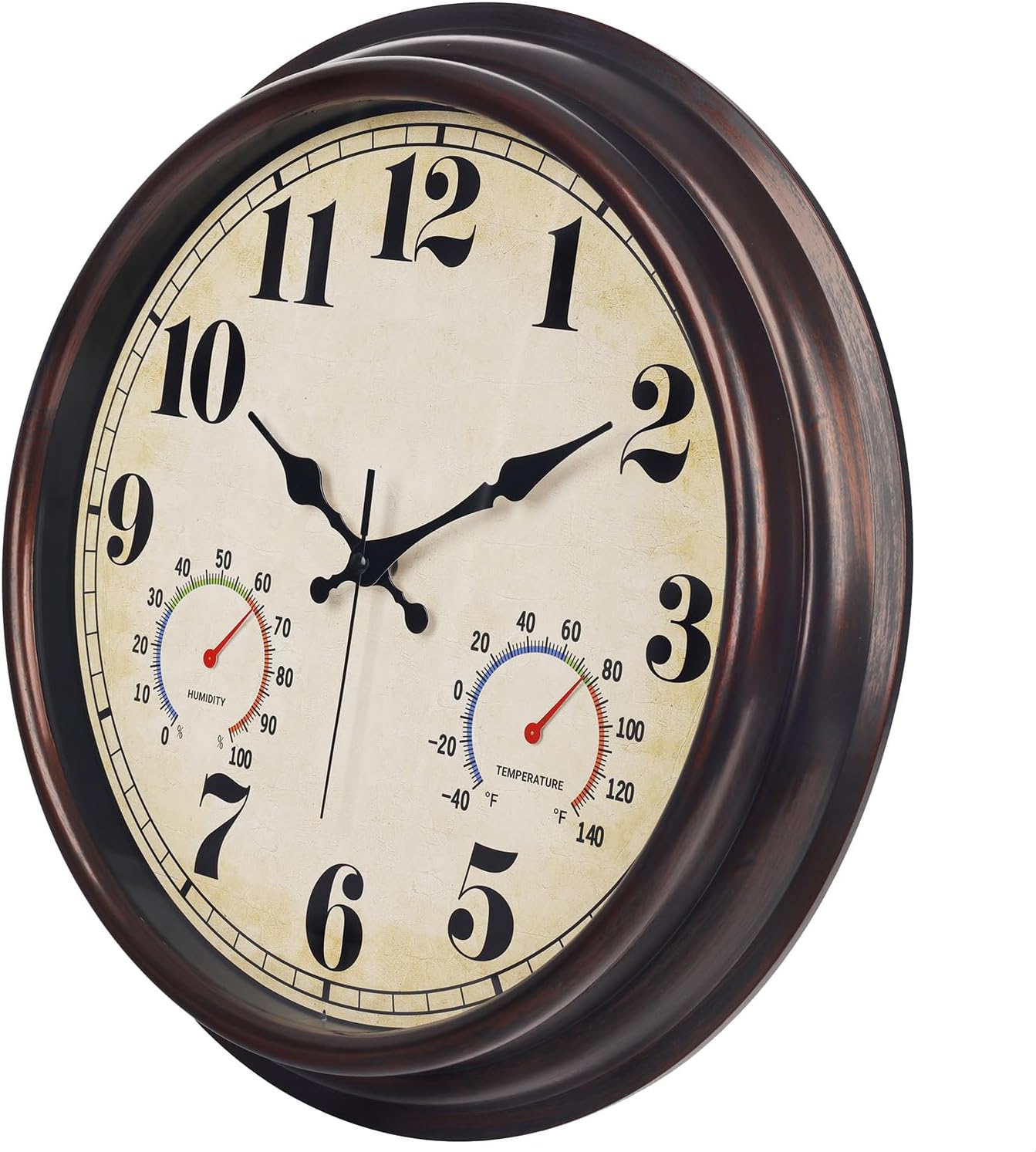 JENLYSTIME 12 Inch Indoor/Outdoor Retro Waterproof Wall Clock with Thermometer Silent Round Quartz Battery Operated Easy to Read Decorative for Kitchen Patio,Bathroom,Deck,Porch,Pool(Blue)