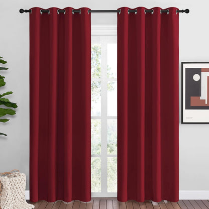 NICETOWN Halloween Pitch Black Solid Thermal Insulated Grommet Blackout Curtains/Drapes for Bedroom Window (2 Panels, 42 inches Wide by 63 inches Long, Black) - Colors A