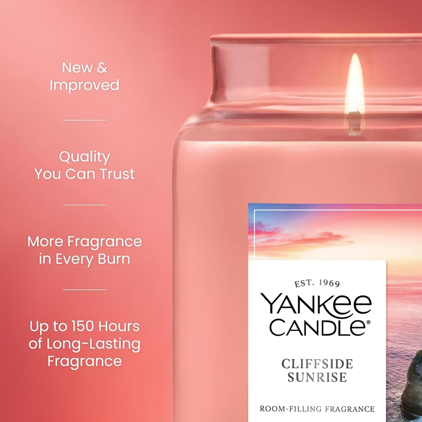 Yankee Candle Sage & Citrus, Scented Candle, 22oz Large Jar with up to 150 Hour Burn Time, Giftable, Birthdays