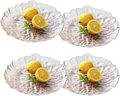 Glass Salad Bowl Irregular Lotus Flower Shape Serving Bowls, Mixing Nut Bowls for Kitchen Fruist, Snack, Dessert, and Ice Cream Candy Dishes (Crystal Gradient Pink, 6.5")