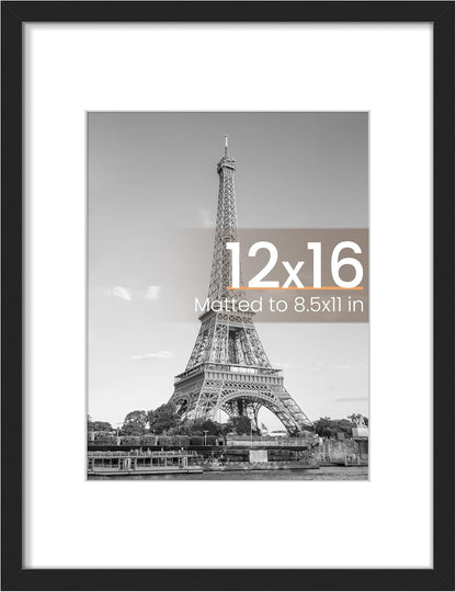 upsimples 8x10 Picture Frame, Display Pictures 5x7 with Mat or 8x10 Without Mat, Wall Hanging Photo Frame, Black, 1 Pack - Colors A
