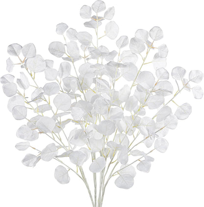 Faux Eucalyptus Stems Willow Eucalyptus Leaves 34” Long Fake Salix Leaves 3 Pcs Artificial Greenery Stems for DIY Bouquet Arrangements Centerpieces Shower Decorations-Artificial Eucalyptus Stems