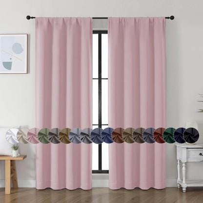 Simplebrand Ava Sage Green Blackout Curtains for Bedroom 63 Inch Length 2 Panels Set, Solid Thermal Insulated Energy Saving Rod Pocket Window Treatment Curtains Blackout Drapes, W40 x L63 Inch, Sage - Colors A