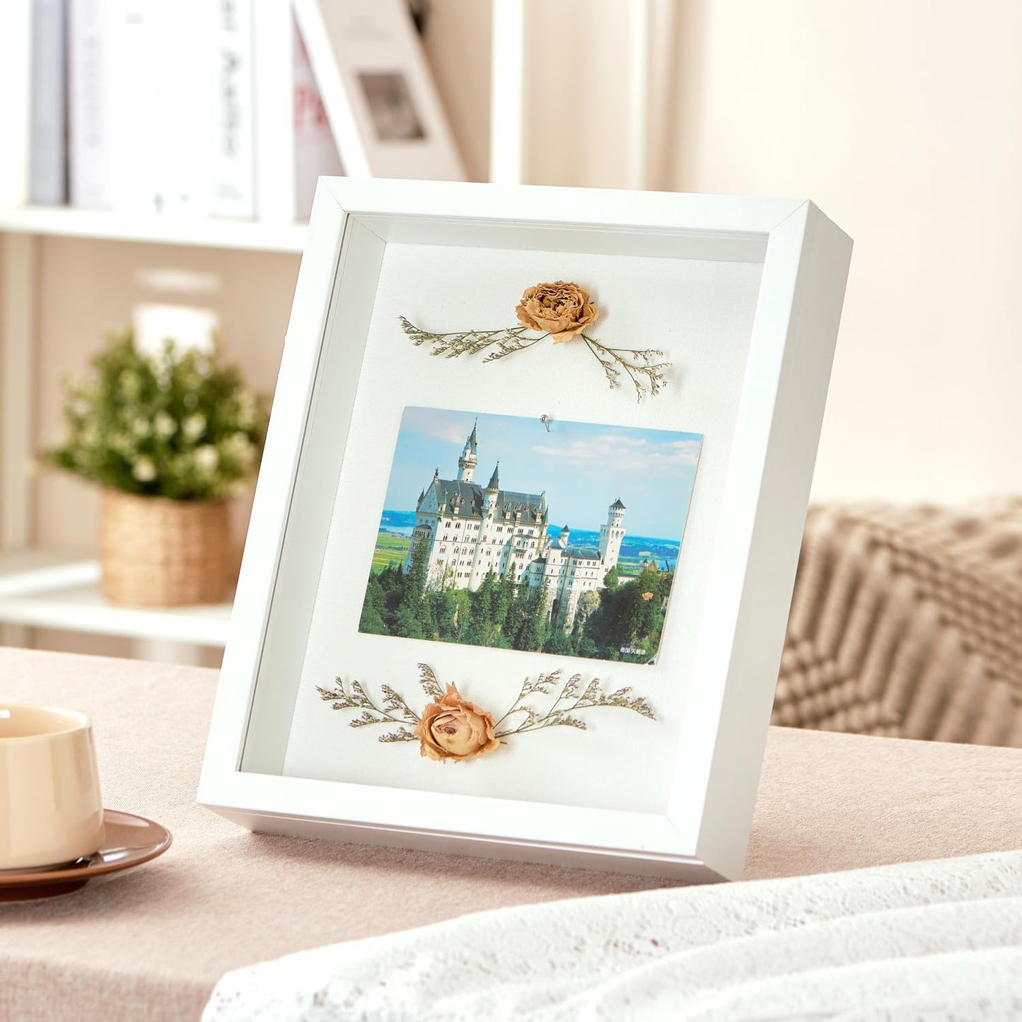 8x10 Deep Shadow Box Picture Frame Display Case with Linen Back and Stand,Real Glass Black Shadow Memory Box Frame 8x10 for Flower Baby Pet Wedding Photo Art Craft Memorial Wall Decor Gift