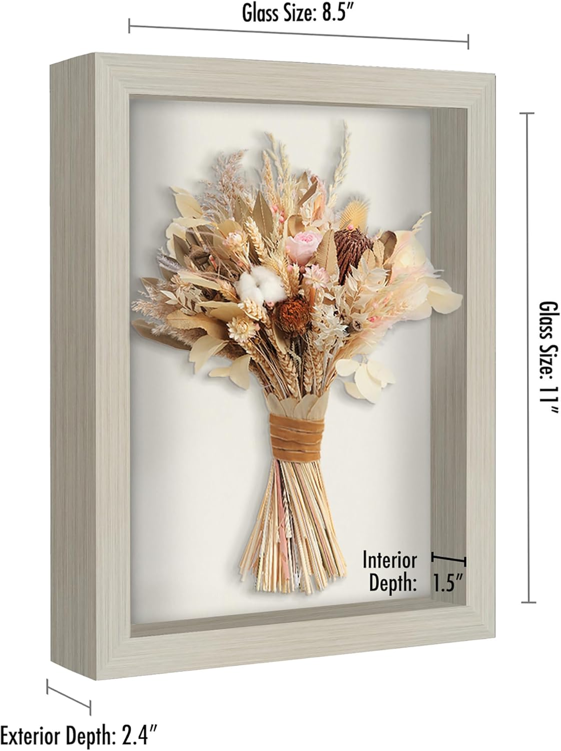 Americanflat 12x16 Shadow Box Frame with Polished Plexiglass - Silhouette Collection - Large Shadow Box Display Case for Tabletop and Wall Display - Black with Soft Felt Back