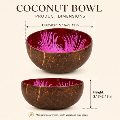 ChezMax Natural Coconut Bowl with Mother of Pearl Inlays - Key Bowl & Fruit Snack Holder (Blue-Gold)