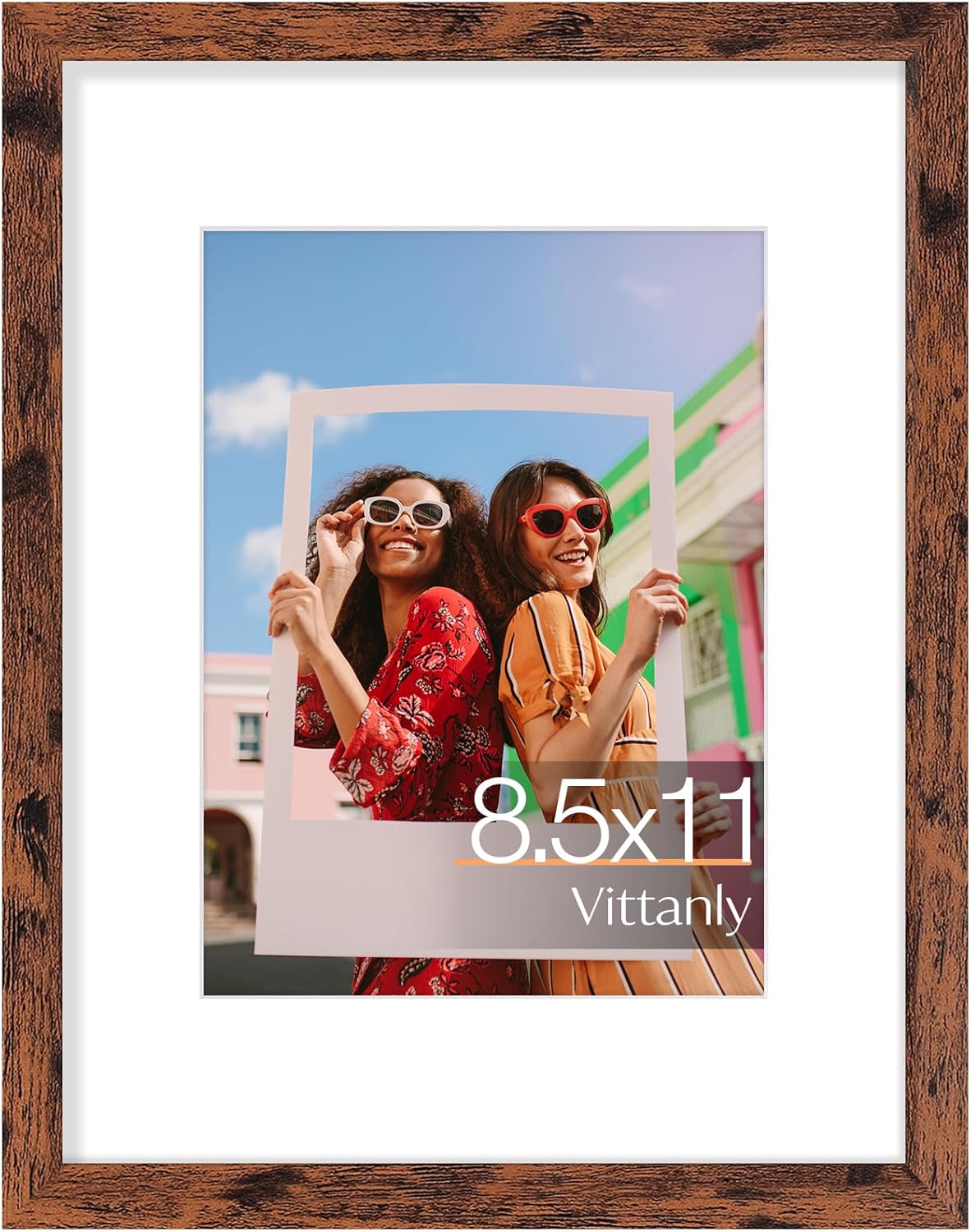 Vittanly 11x14 Picture Frame, Display Pictures 8x10 with Mat or 11x14 without Mat, Photo Frame for Wall Mounting, Black, 1 Pack - Colors A