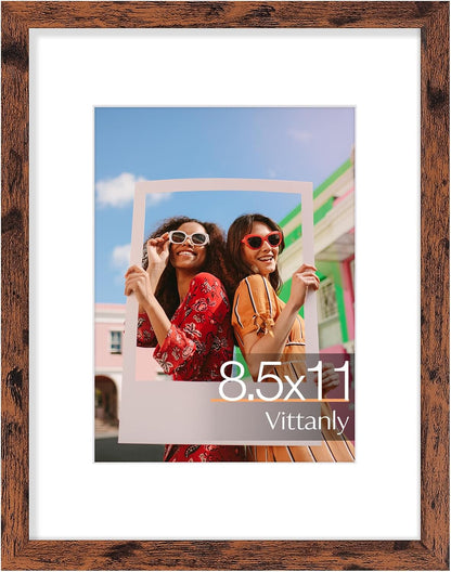 Vittanly 11x14 Picture Frame, Display Pictures 8x10 with Mat or 11x14 without Mat, Photo Frame for Wall Mounting, Black, 1 Pack - Colors A