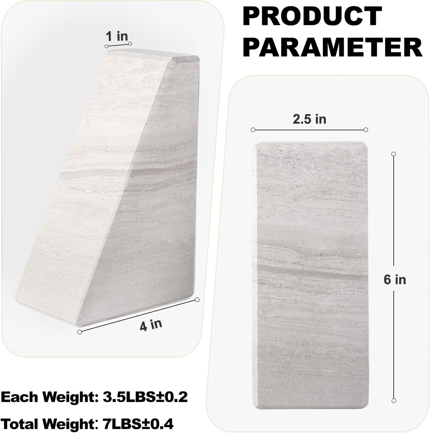 Karibiber Travertine Bookends for Heavy Books, Marble Decorative Bookends for Shelves, Heavy-Duty Stone Book Ends for Hardback Book & Cookbooks, Unique Book Stopper & Holder, Travertino Italy