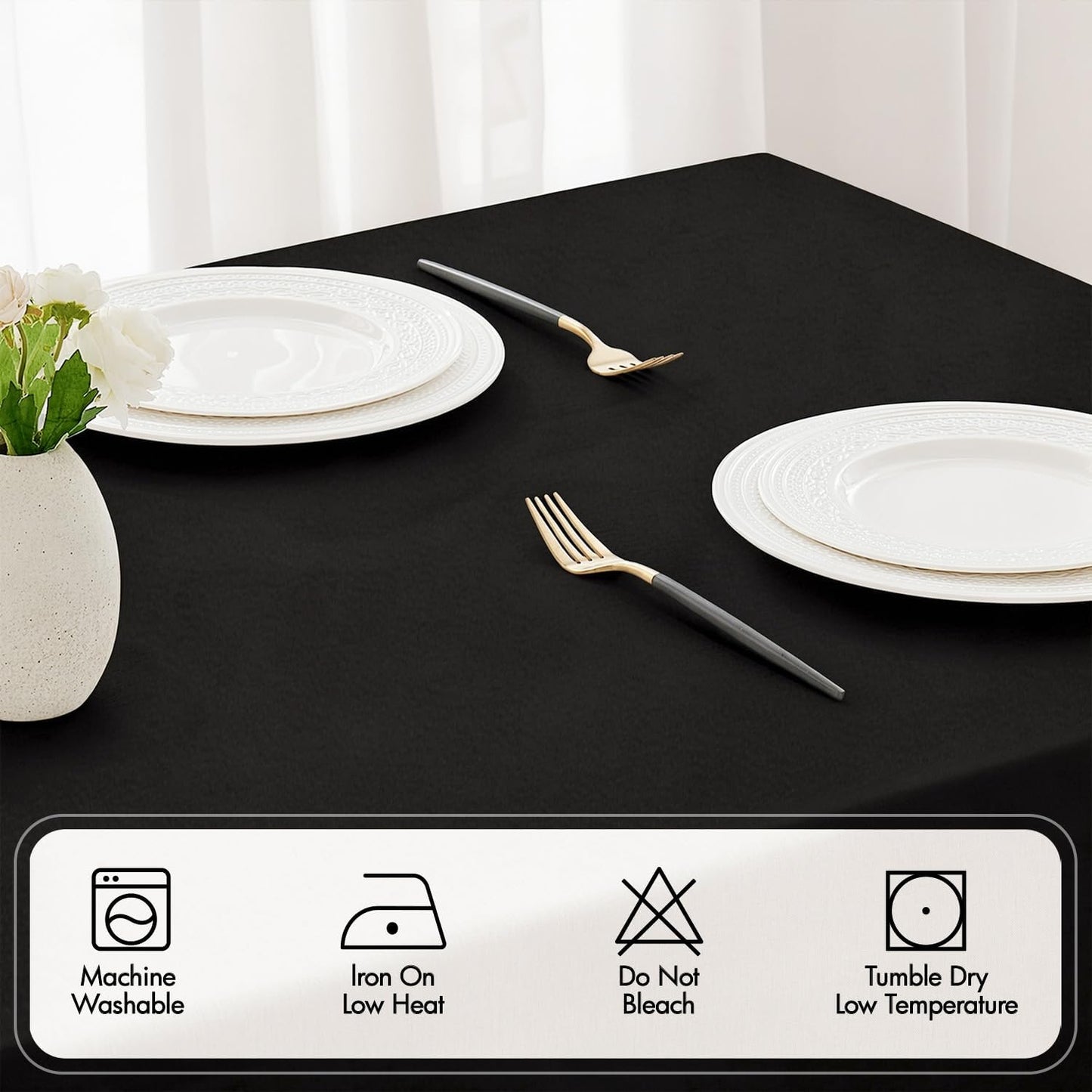 MIULEE Beige Rectangle Linen Polyester Tablecloth with Decorative Cutouts Spring Waterproof Stain Resistant & Shrink-Proof Table Cloth 52x70 inch Farmhouse Style for Dining Wedding and Outdoor