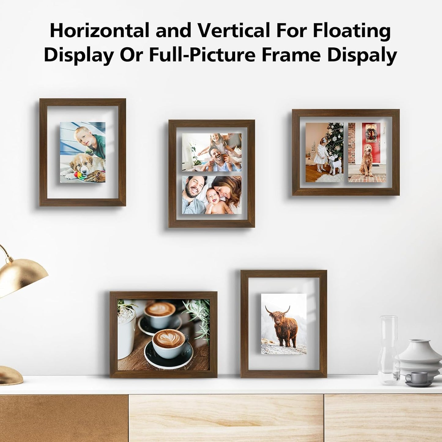 Golden State Art, 11X14 Floating Picture Frame, Black Wood Frame Display Any Size Photo Up To 11X14, Pressed Flower Frames with Hanging Hardware - Horizontal And Vertical Formats for Wall