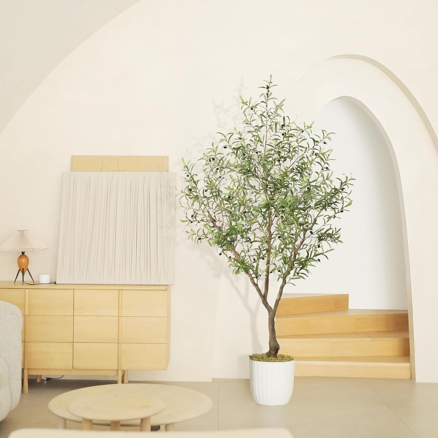 LYERSE Olive Trees Artificial Indoor - Faux Olive Tree 6ft - Fake Olive Tree with Olive Branches and Lifelike Fruits - Artificial Olive Tree for Modern Home Office House Living Room Decor Indoor