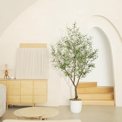 LYERSE Olive Trees Artificial Indoor - Faux Olive Tree 6ft - Fake Olive Tree with Olive Branches and Lifelike Fruits - Artificial Olive Tree for Modern Home Office House Living Room Decor Indoor