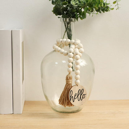 Meplait Love Wooden Bead Garland with Tassel, Decorative Beads Home Decor Farmhouse Tassel Garland Boho Decor for Tiered Tray（38in）