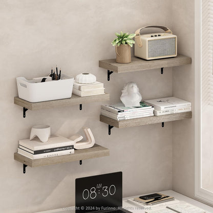 Furinno Rossi 5-Tier Wall Mount Floating Radial Corner Shelf, White