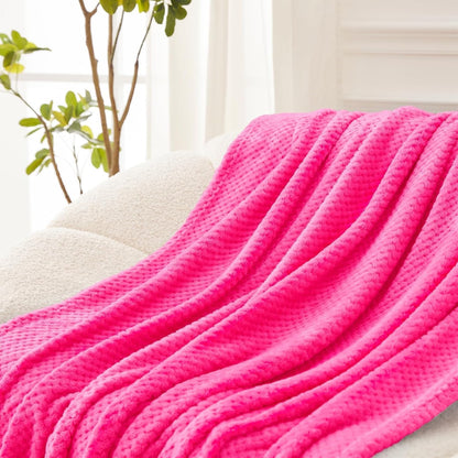 Exclusivo Mezcla Fleece Throw Blanket Extra Large, Super Soft and Warm Blankets for Couch, Sofa and Bed Waffle Textured, Cozy, Fuzzy and Lightweight (Slate Blue, 50x70 Inches)