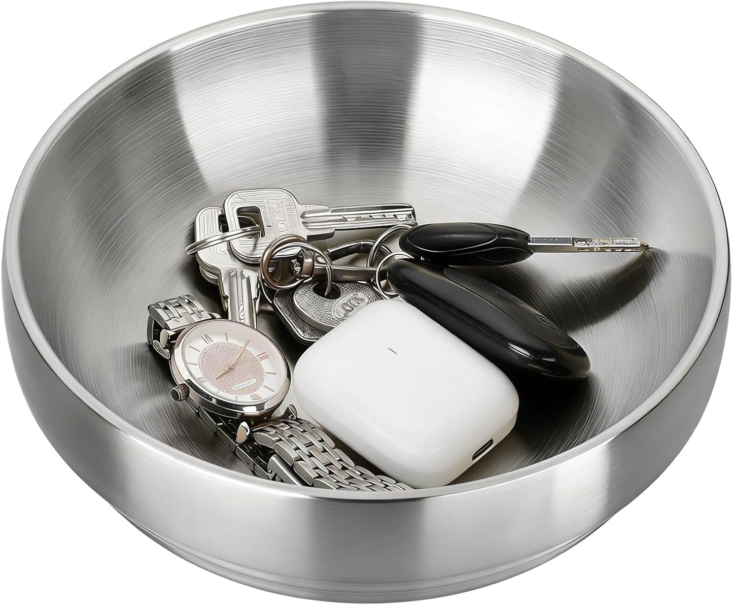 Key Bowl for Entryway Table Decorative Key Dish for Organizing Tabletop Catch All Bowl Gold Fruit Bowls for Kitchen Counter, Coffee Table,7.4 Inches