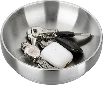 Key Bowl for Entryway Table Decorative Key Dish for Organizing Tabletop Catch All Bowl Gold Fruit Bowls for Kitchen Counter, Coffee Table,7.4 Inches
