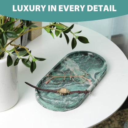 Koville Italian Travertine Tray, 12"x6" Vanity Decorative Marble Tray for Countertop, Catchall Tray for Perfume, Candles, Jewelry Dish Tray
