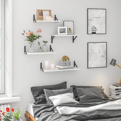 YGEOMER Floating Shelves for Wall, Different Sizes Dark Carbonized Brown Wall Shelves for Living Room, Bathroom, Bedroom, Kitchen, Home Decor (Set of 4)