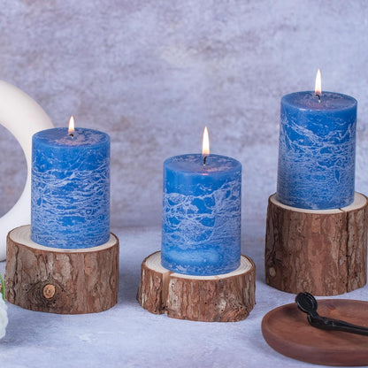 KONNI Coffee Layered Pillar Candles Set of 3, 3"x 4" Unscented Pillar Candles Bulk, 39 Hours Long Burning Candles, Smokeless&Dripless Round Candle for Wedding, Home Decoration, Parties, Spas, Dinner