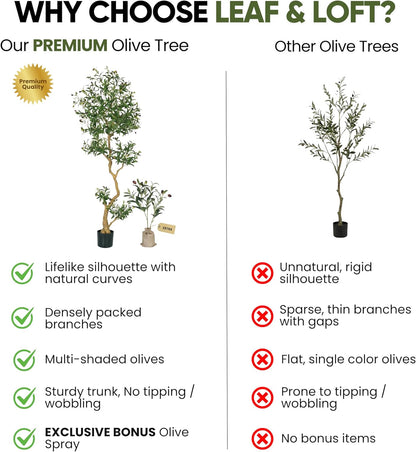 Fake Olive Tree 6.0 Feet – Artificial Plants Indoor, Faux Olive Tree, Fake Tree for Home Decor, Faux Trees Indoor for Living Room, Office, Bedroom – Tall Artificial Trees for Home, Designer Tree