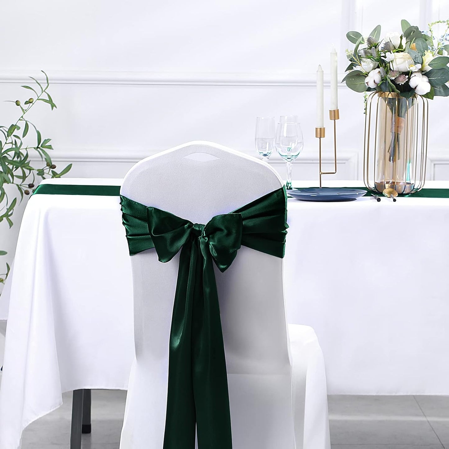 SiinvdaBZX 4 Pcs Royal Blue Satin Table Runner 12 x 108 inches Long, Bright Smooth Satin Wedding Table Runner Decorations for Birthday Parties, Buffet, Banquets, Graduations, Engagements