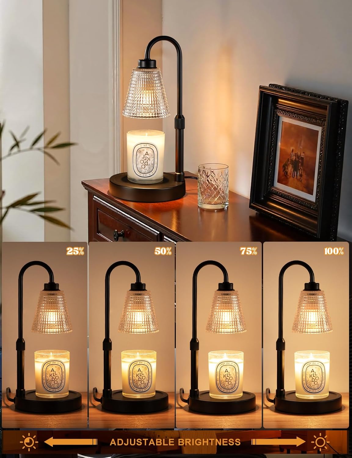 Innqoo Candle Warmer Lamp with Timer, Dimmable Candle Warmer for Jar Candles, Height Adjustable Wax Melts Warmer, Birthday Gifts for Women Mom, House Warming Gifts New Home Decor