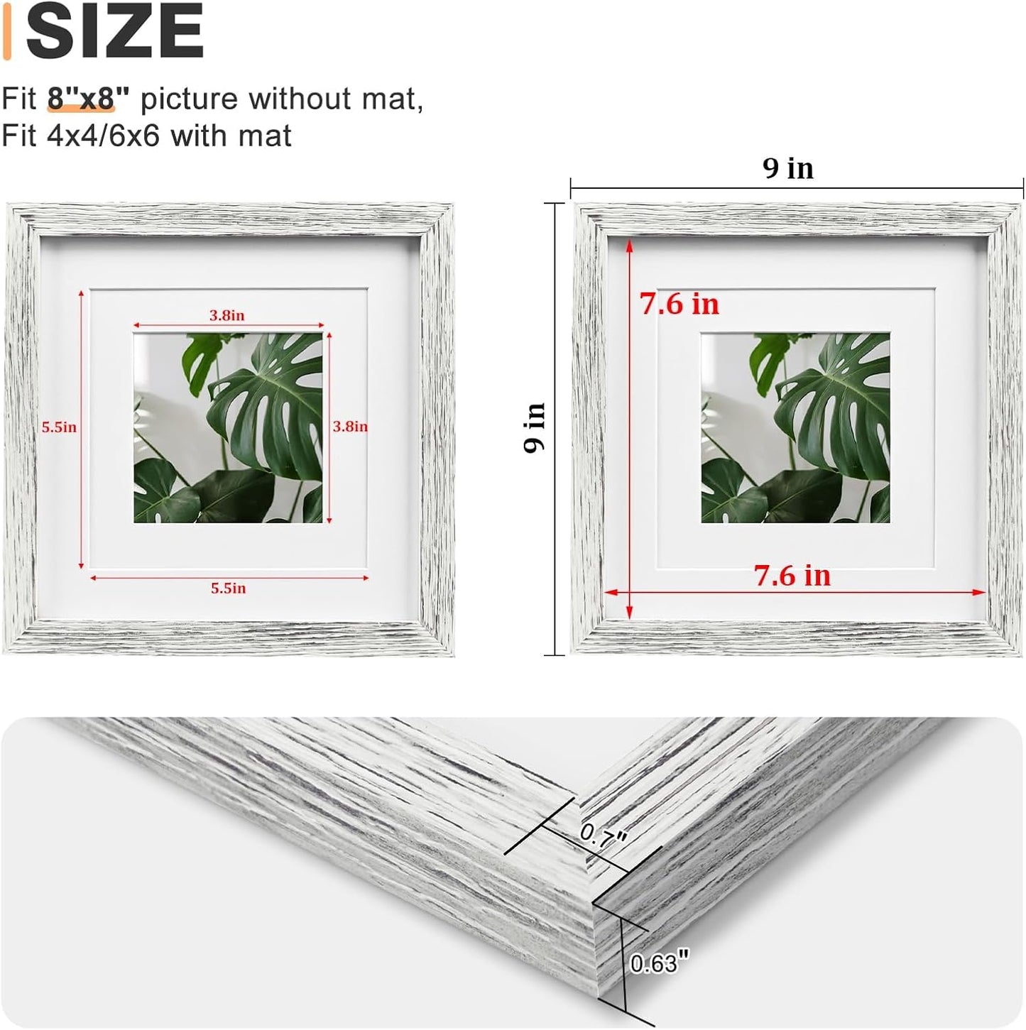 Egofine 12x16 Picture Frame Black, Covered by Plexiglass Made of Solid Wood, Display Pictures 9x12 and 11x14 with Mat or 12x16 Without Mat, for Wall Mounting Photo Frame - Colors B