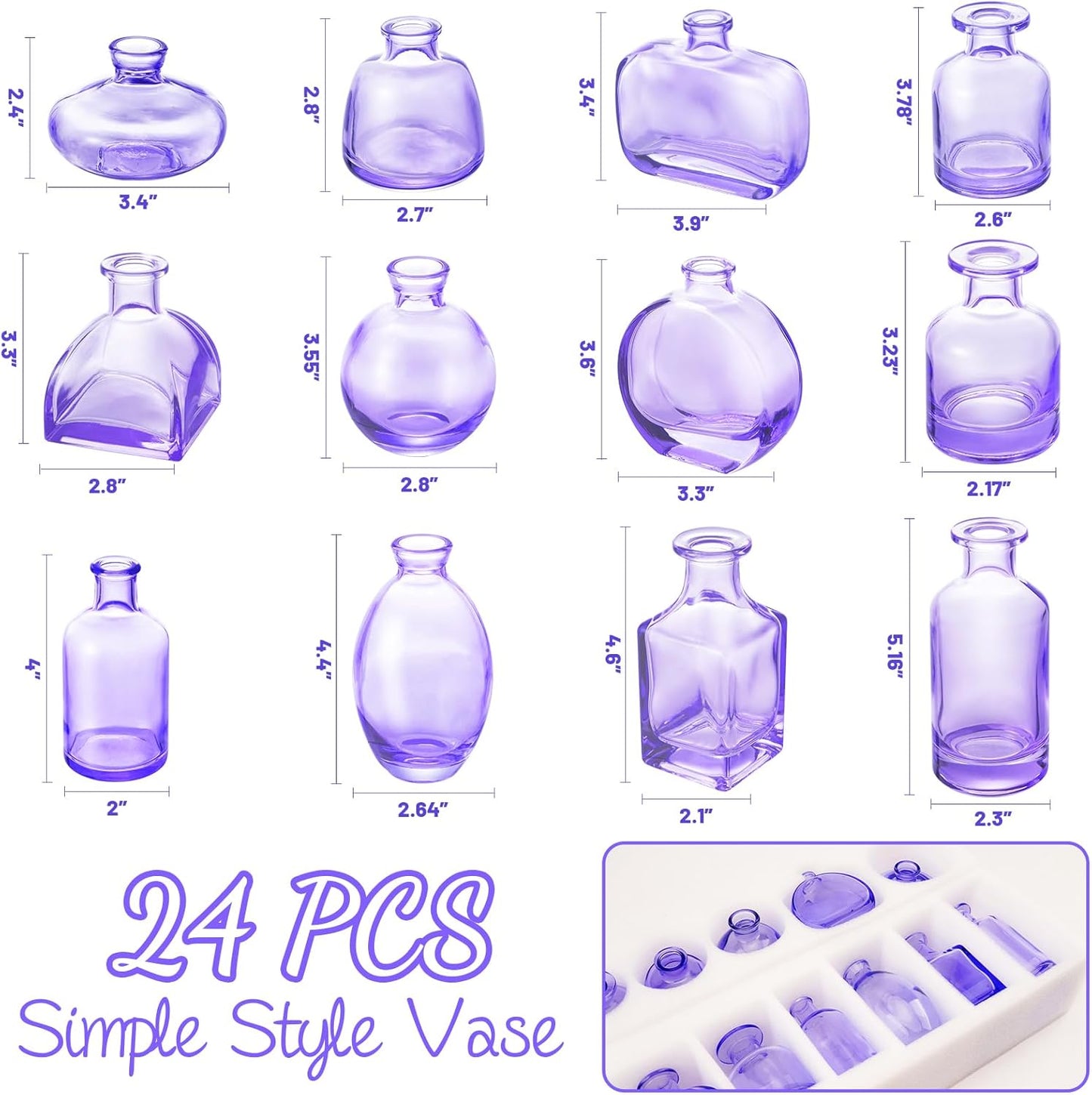 Bud Vases Set of 12, Clear Glass Bud Vase in Bulk, Small Vases for Centerpiece Mini Modern Flower Vase Transparent, Wedding Party Table Home Decor