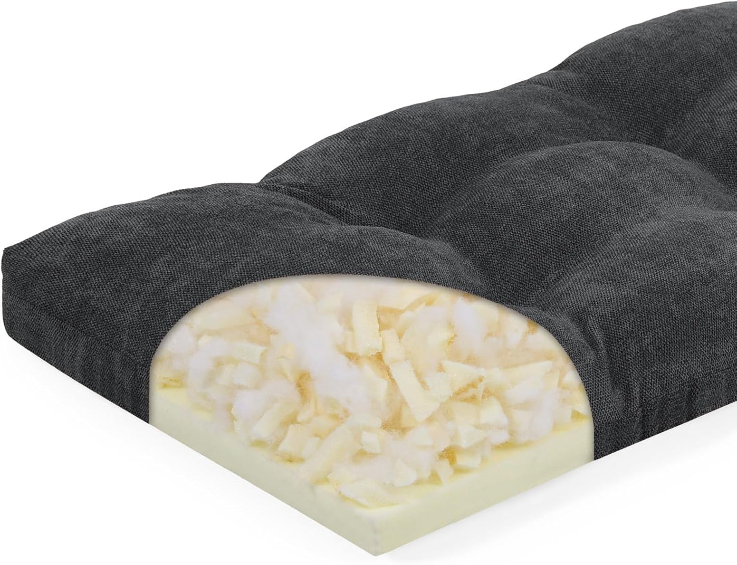 baibu 36 Inch Memory Foam Bench Cushion, Dual-Layer Patent Design Non-Slip Indoor Bench Cushion with Ties, 36x15x3Inch, Beige