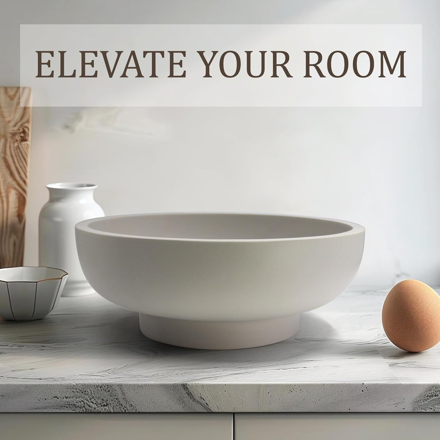 LIN CHUAN Large Decorative Bowl, Fruit Bowl for Kitchen Counter, Modern Resin Bowl for Home Decor, Key Holder for Entry Table, Sand Beige