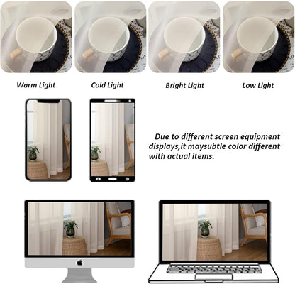 Chyhomenyc Sheer White Valances for Windows 2 Pack, Small Window Curtains for Living Room Bathroom Cafe Laundry Basement, Modern Top Dual Rod Pocket Voile Curtain, 42W x 14L inches, White - Colors A