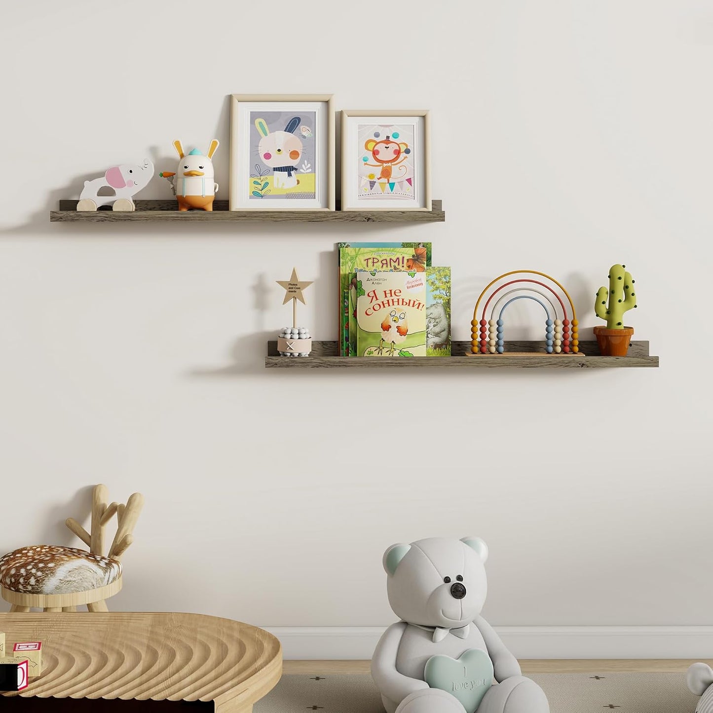 Dreamland Picture Ledge Shelf for Wall, Floating Shelves Set of 2, 48 Inch Long Floating Shelves with Lip for Living Room, Bedroom, Bathroom, Kitchen, White