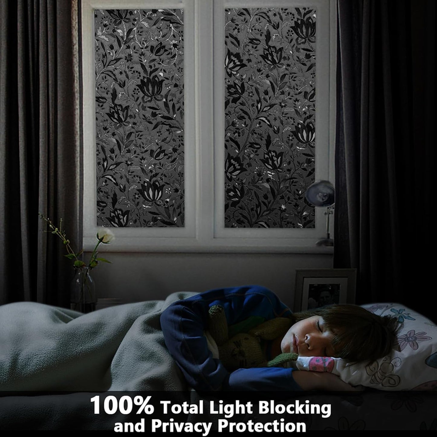 LEMON CLOUD Window Film, Decorative Window Privacy Film, 3D Stained Glass Window Sticker,Anti-UV Sun Blocker Heat Control for Home(Rainbow Tulip Design,17.5 x 78.7 inches)
