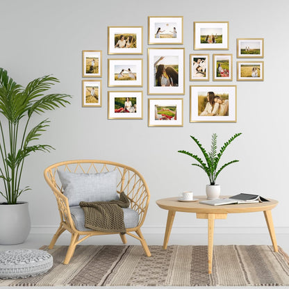 Giftgarden 14 Pack Black Picture Frames Set, 2pcs 11x14 Matted for 8x10, 6pcs 8x10 Matted for 5x7, 6pcs 5x7 Matted for 4x6, Gallery Frame Collage for Wall or Tabletop Display