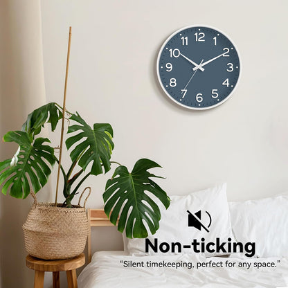 Roymnie Wall Clock Green, Silent Wall Clocks Battery Operated 8 Inch-Modern Non Ticking Analog Clock Decorative for Kitchen Office Bathroom Bedroom(Gold)