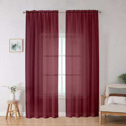 OWENIE Sheer Curtains 84 inches Long 2 Panels Set for Living Room/Bedroom, Rod Pocket Voile Sheer Panel Drapes, White, 2pcs, Each 42" W x 84" L - Colors B