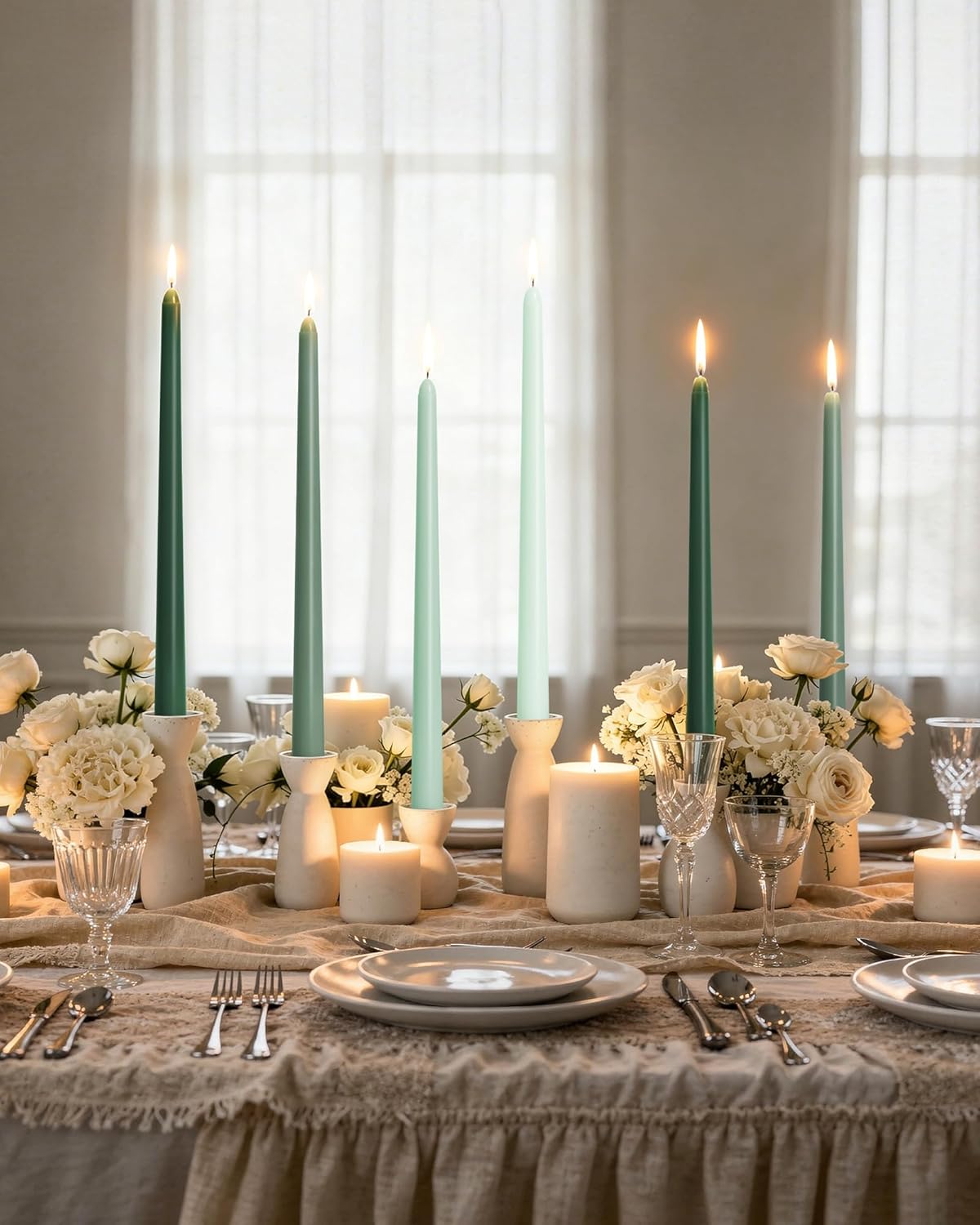 Viyffo Taper Candles, 12 Inch, 12 Pack, Brown – Unscented, Smokeless Design, Up to 8-Hour Burn – Tall Candlesticks for Table Decor, Weddings & Dinners
