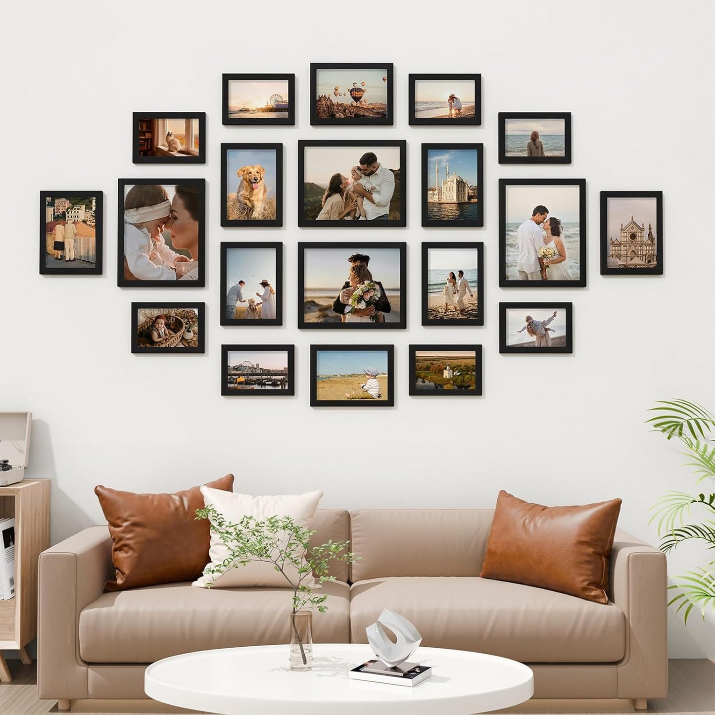 Vittanly 20 Pack Picture Frames Collage Wall Decor, Multi Sizes Including 4pcs 8x10, 8pcs 5x7 and 8pcs 4x6 Photo Frames, Gallery Frame Set for Wall or Tabletop Display, Black, Brown and Dark Grey