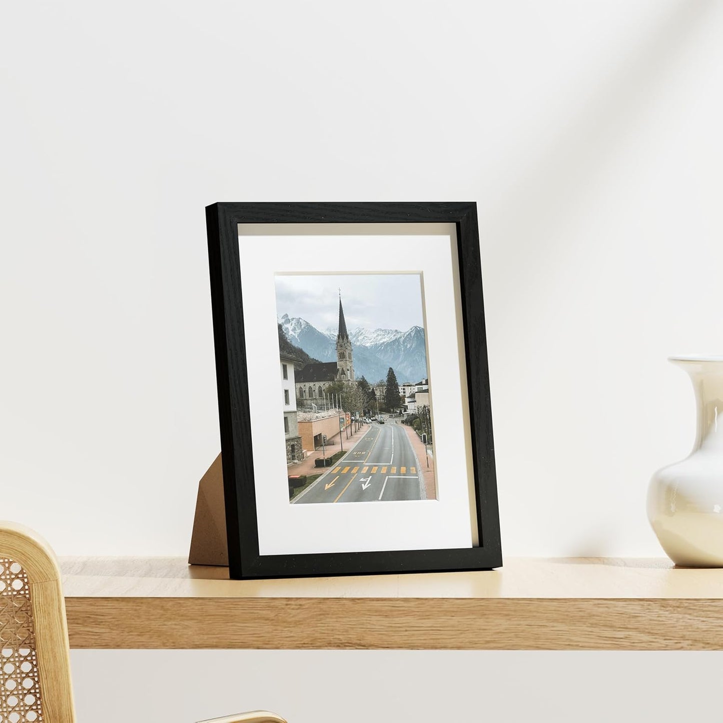 Vittanly 8x10 Picture Frames Set of 9, Shatter Resistant Plexiglass, Display 5x7 Pictures with Mat or 8x10 without Mat, Photo Frames for Wall or Tabletop, Engineered Wood, Black - Colors A