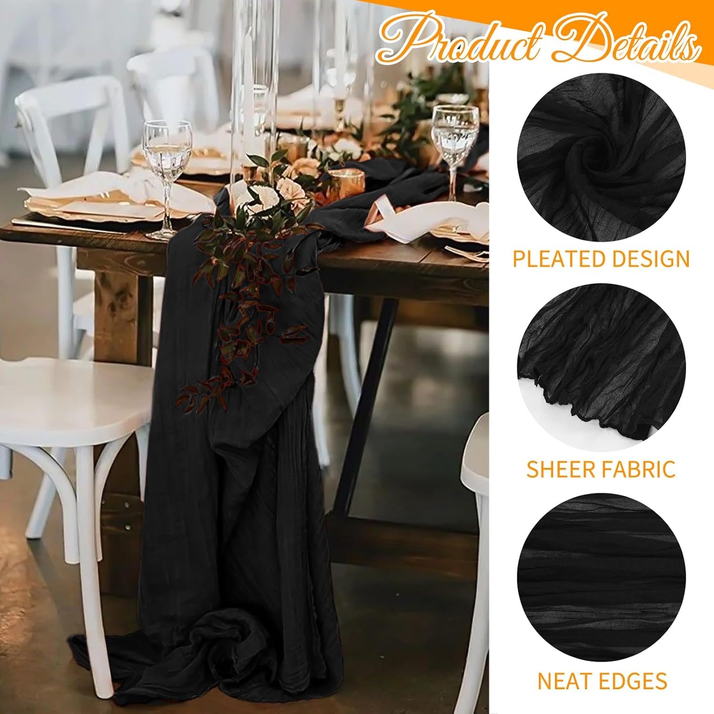 10 Pack Beige Cheesecloth Table Runner 17x108 Inch Boho Gauze Cheese Cloth Table Runners for Wedding Party Baby Shower Birthday Home Decor