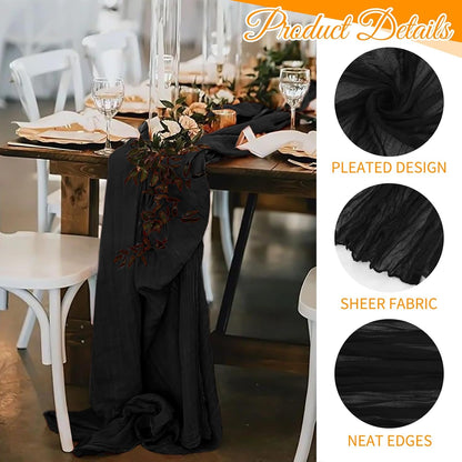 10 Pack Beige Cheesecloth Table Runner 17x108 Inch Boho Gauze Cheese Cloth Table Runners for Wedding Party Baby Shower Birthday Home Decor